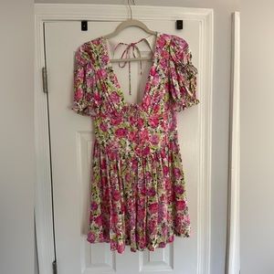 For Love & Lemons Paulina Puff Mini Dress Size Medium
